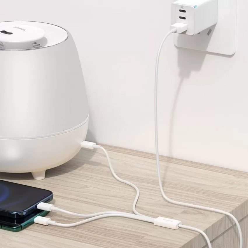 Kabelis Baseus Superior no USB uz microUSB+Lightning+Type-C 3.5A 1.5m balts CAMLTYS-02