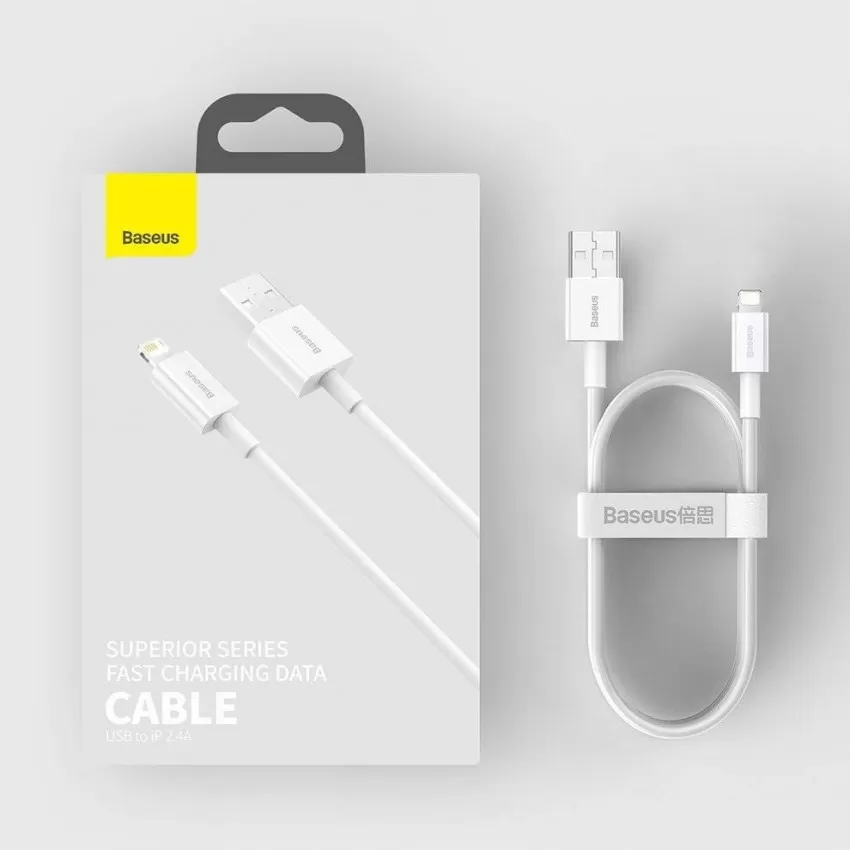 USB kabelis Baseus Superior no USB uz Lightning 2.4A 1.5m balts CALYS-B02