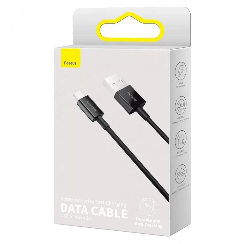 USB cabelis Baseus Superior no USB uz microUSB 2A 2.0m melns CAMYS-A01