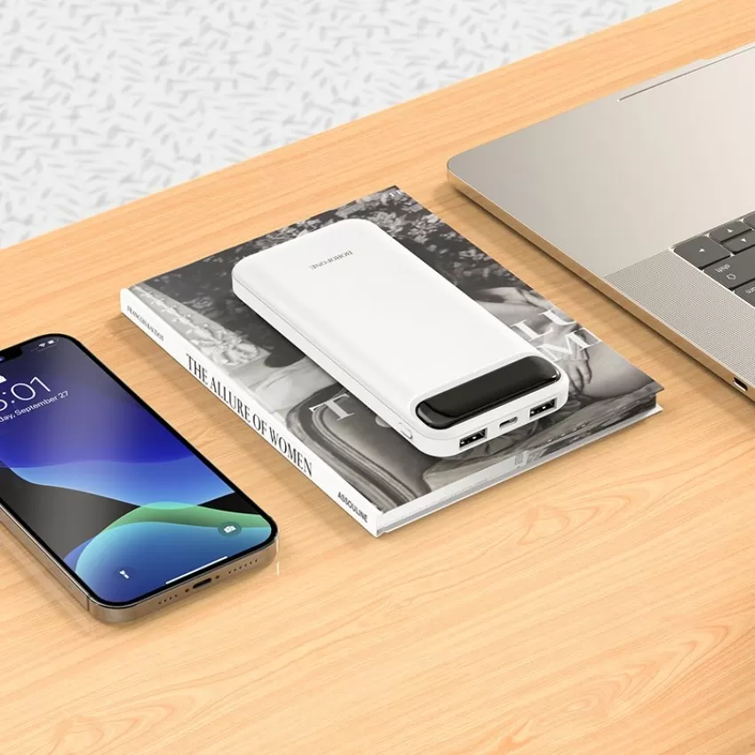 Arejais-akumulators Power Bank Borofone BJ14 Type-C microUSB 2*USB (2A)  10000mAh balts