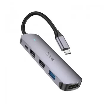 Adapter Hoco HB27 Type-C Multi-Function Converter HDMI+USB3.0+USB2.0*2+PD grey