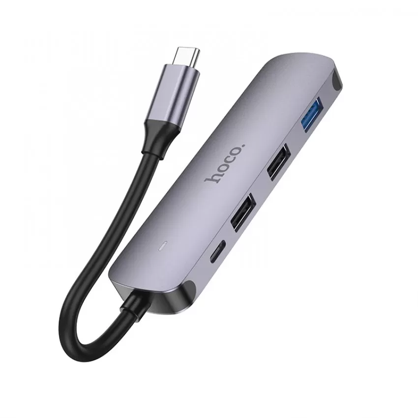Parveidotājs Hoco HB27 Type-C Multi-Function Converter HDMI+USB3.0+USB2.0*2+PD peleks