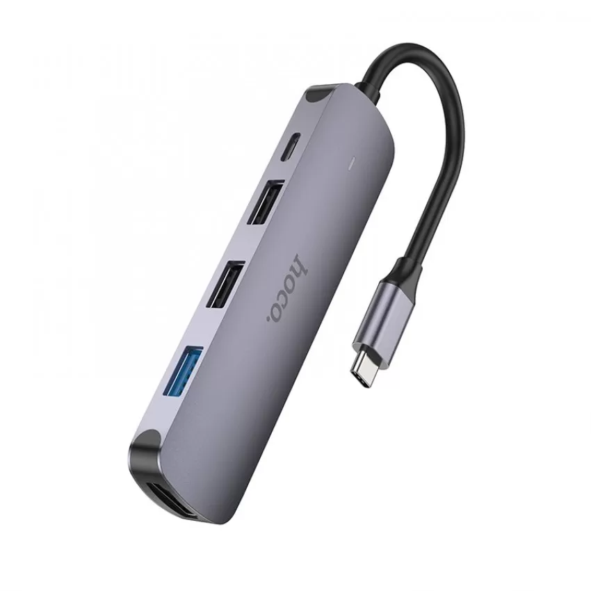 Parveidotājs Hoco HB27 Type-C Multi-Function Converter HDMI+USB3.0+USB2.0*2+PD peleks