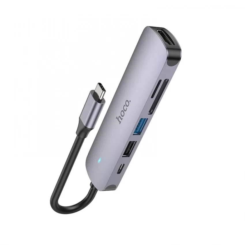 Parveidotājs HB28 Type-C multi-function converter HDMI+USB3.0+USB2.0+SD+TF+PD peleks