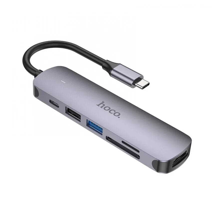 Parveidotājs HB28 Type-C multi-function converter HDMI+USB3.0+USB2.0+SD+TF+PD peleks