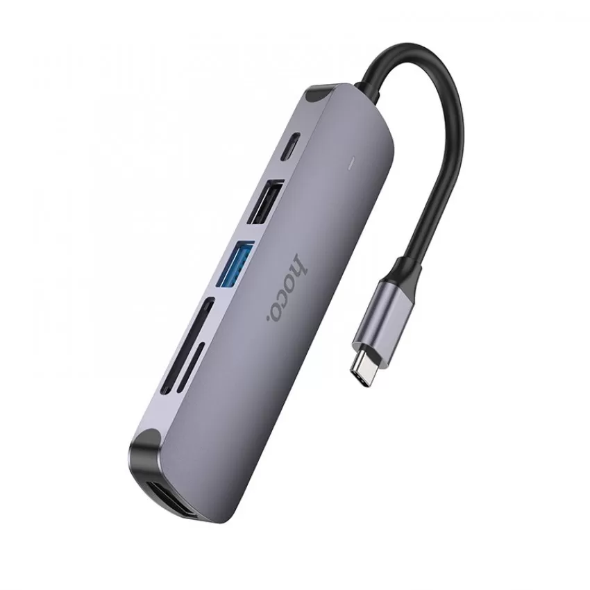 Parveidotājs HB28 Type-C multi-function converter HDMI+USB3.0+USB2.0+SD+TF+PD peleks
