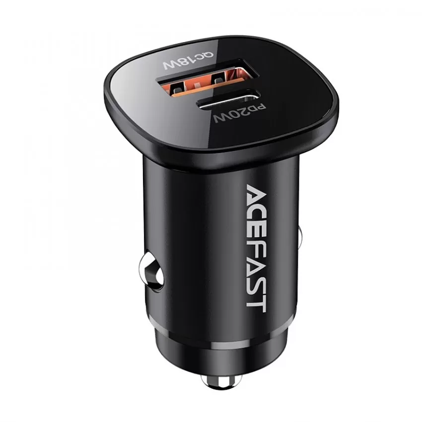Auto lādētājs Acefast B1 Mini 38W USB-C+USB-A melns