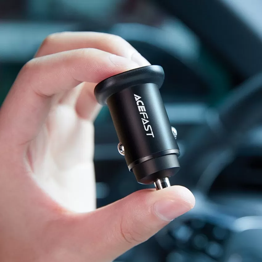 Auto lādētājs Acefast B1 Mini 38W USB-C+USB-A melns