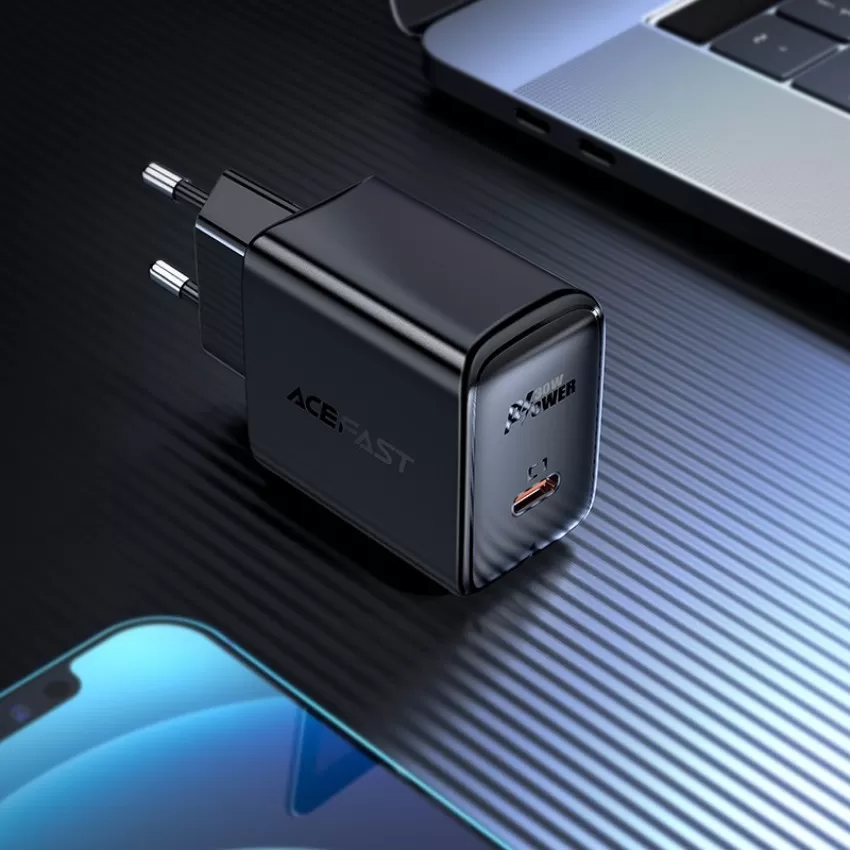 Lādētājs Acefast A21 30W GaN USB-C melns