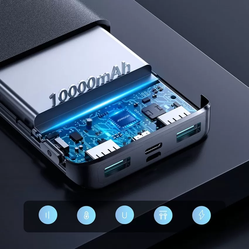 Arejais-akumulators Power Bank Joyroom JR-QP191 22.5W PD QC3.0 AFC 10000mAh melns