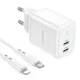 Lādētājs Borofone BN9 35W 2xUSB-C + USB-C to Lightning cable 1.0m balts