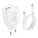 Lādētājs Borofone BN9 35W 2xUSB-C + USB-C to Lightning cable 1.0m balts