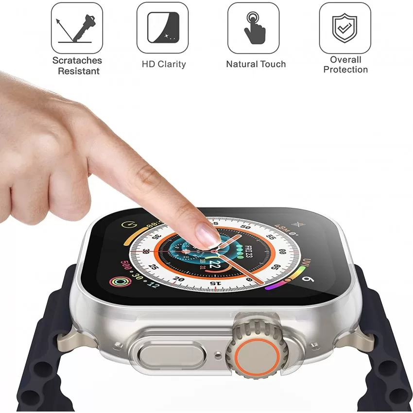 LCD kaitsev karastatud klaas/ümbris 360 degree cover Apple Watch 44mm läbipaistev
