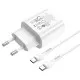 Lādētājs Hoco N22 25W USB-C + USB-C to USB-C cable 1.0m balts