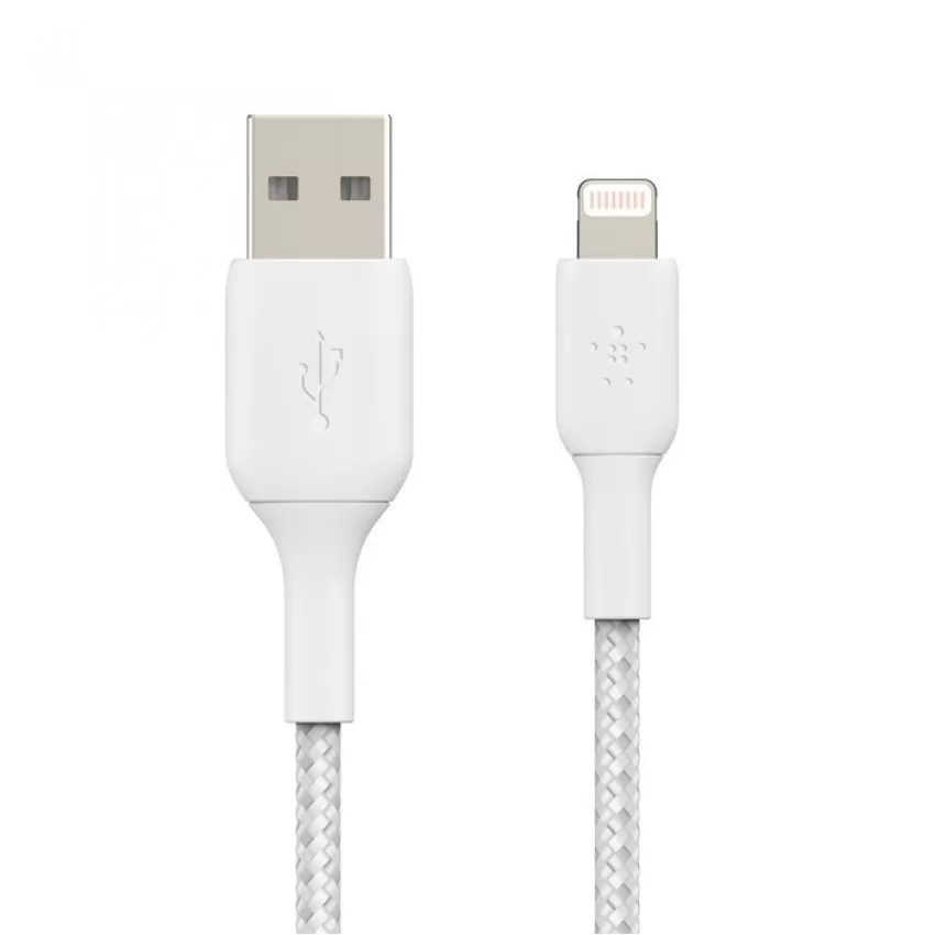 USB kabelis Belkin Boost Charge Braided USB-A to Lightning 1.0m balts