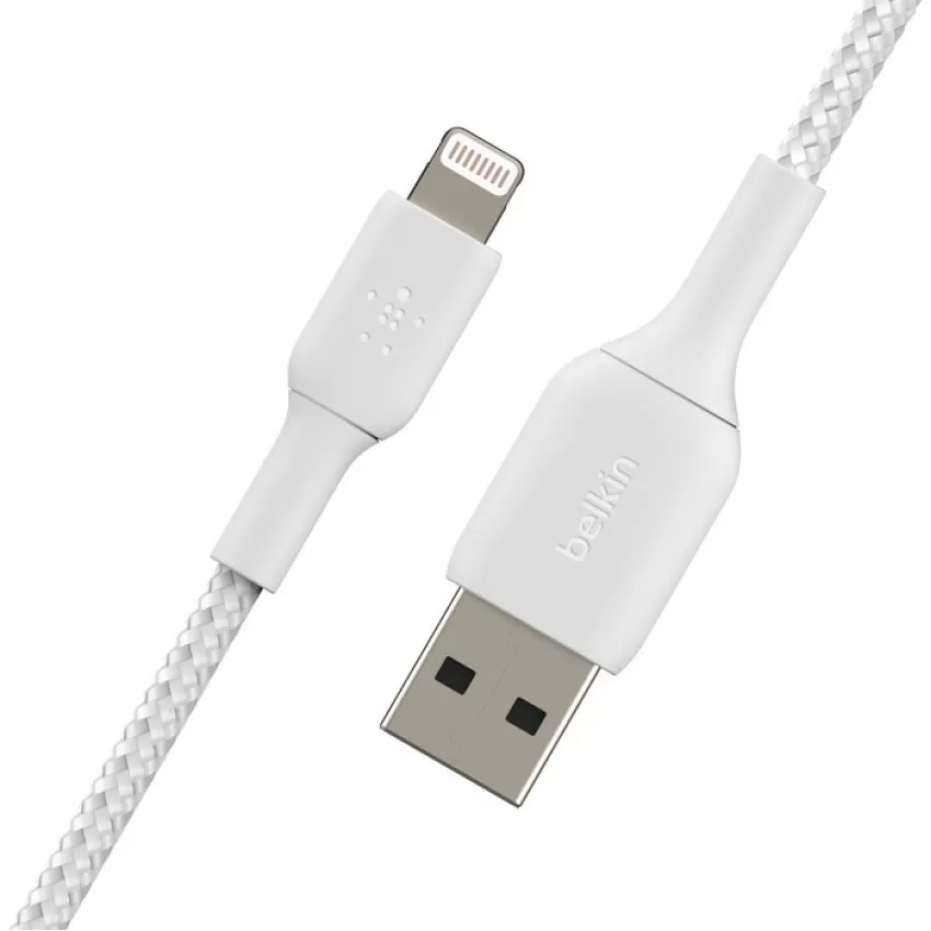 USB kabelis Belkin Boost Charge Braided USB-A to Lightning 1.0m balts