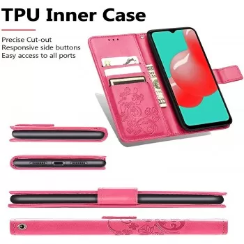 Maciņš Flower Book Samsung A145 A14 4G/A146 A14 5G rožu sarkans