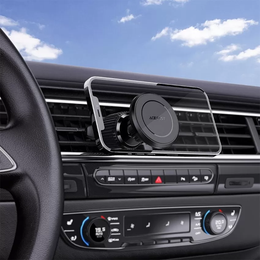 Auto tālruņa turētājs Acefast D6 izmantošanai uz ventilācijas režģa magnētiskais melns