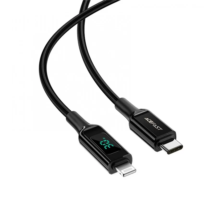 USB kabelis Acefast C6-01 MFi PD30W USB-C to Lightning 1.2m melns