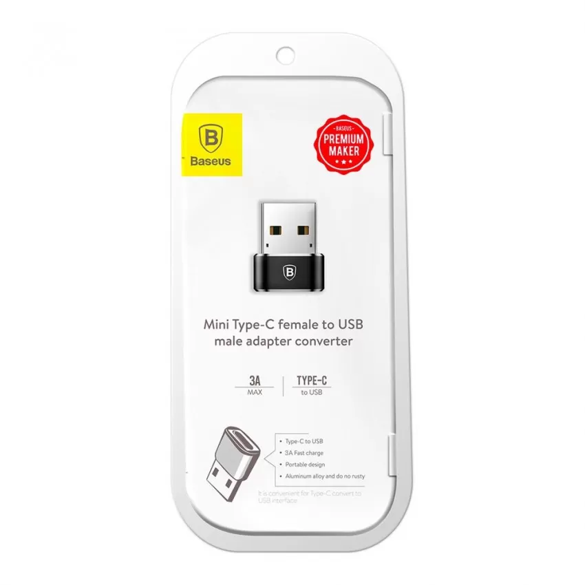 Parveidotājs Baseus Type-C to USB-A melns CAAOTG-01