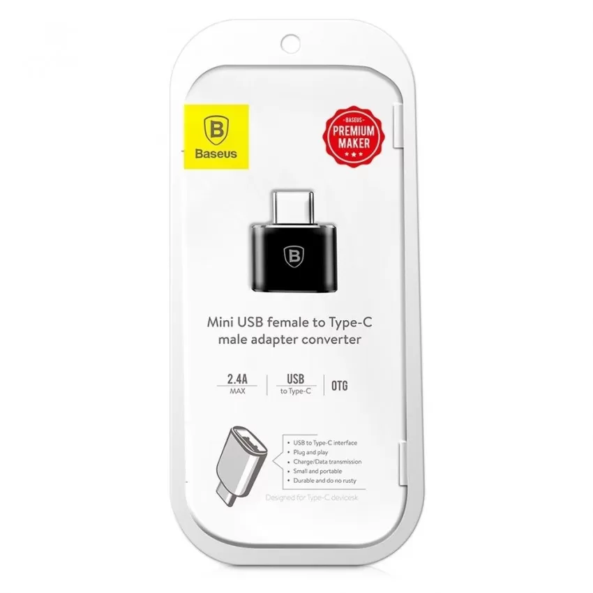 Parveidotājs Baseus USB-A to Type-C OTG melns CATOTG-01