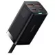 Lādētājs Baseus GaN3 Pro 100W 2xUSC-C/2xUSB-A melns CCGP000101