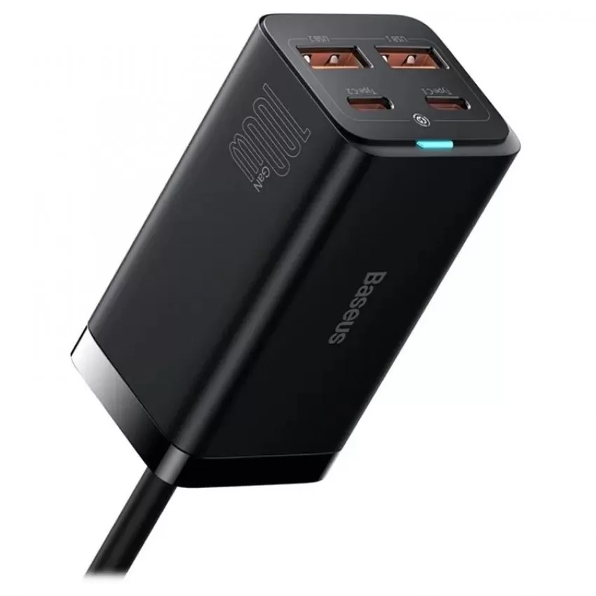Lādētājs Baseus GaN3 Pro 100W 2xUSC-C/2xUSB-A melns CCGP000101