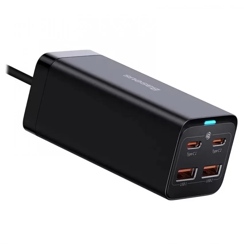 Lādētājs Baseus GaN3 Pro 100W 2xUSC-C/2xUSB-A melns CCGP000101