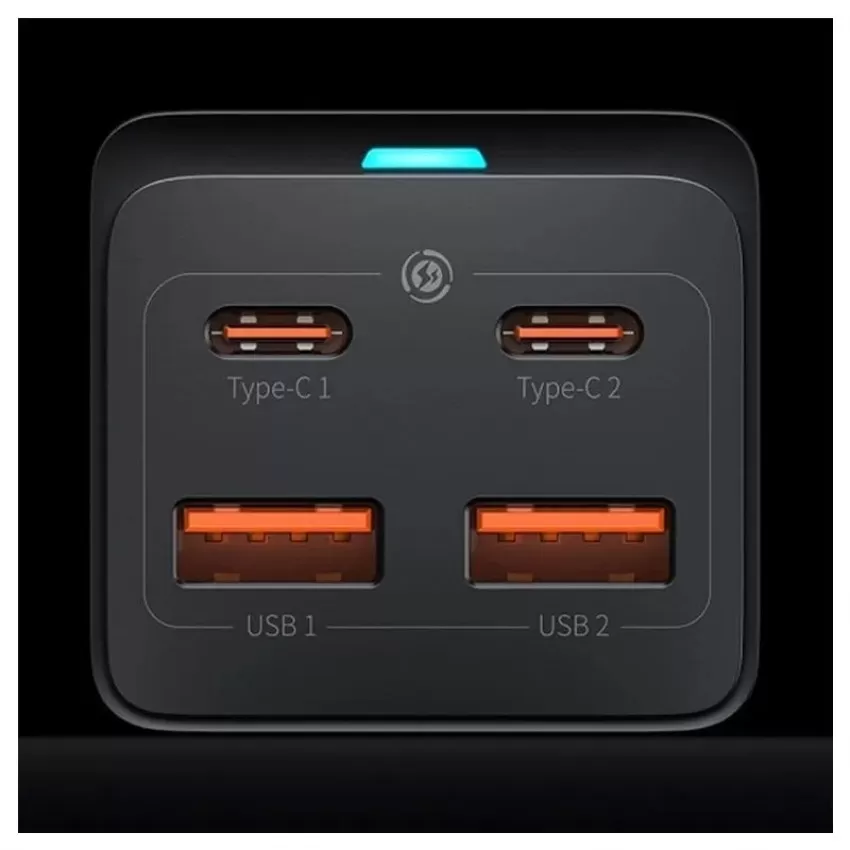 Lādētājs Baseus GaN3 Pro 100W 2xUSC-C/2xUSB-A melns CCGP000101