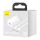 Lādētājs Baseus Super Si 20W USB-C + USB-C to Lightning cable 1.0m balts TZCCSUP-B02