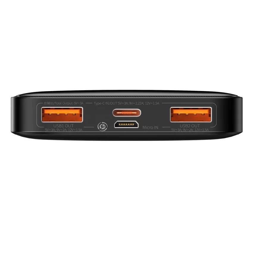Arejais-akumulators Power Bank Baseus Bipow 20W 10000mAh + MicroUSB 0.25m melna PPBD050301
