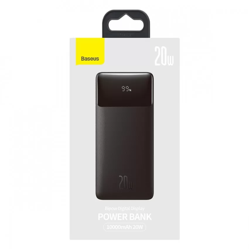 Arejais-akumulators Power Bank Baseus Bipow 20W 10000mAh + MicroUSB 0.25m melna PPBD050301
