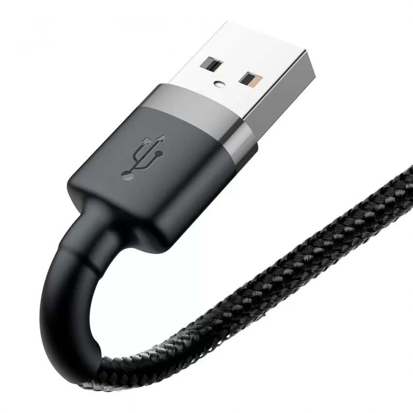 USB kabelis Baseus Cafule USB-A to Lightning 1.5A 2.0m pelēks-melns CALKLF-CG1