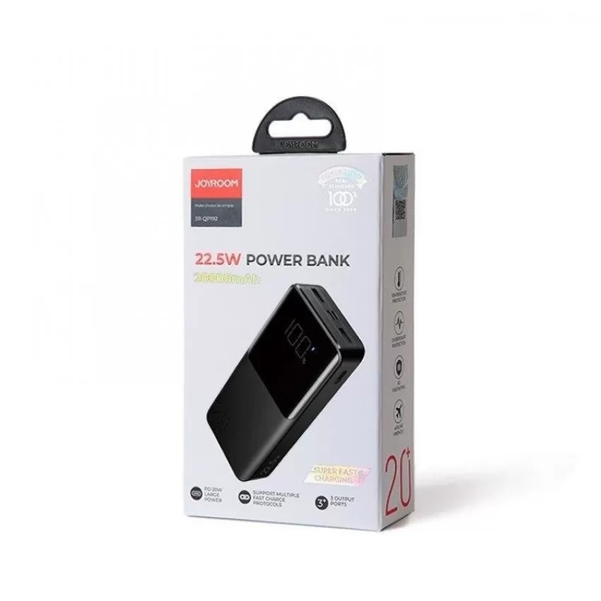 Arejais-akumulators Power Bank Joyroom JR-QP192 22.5W 20000mAh melns