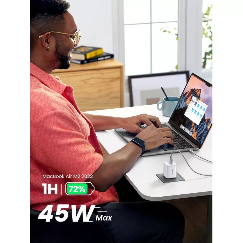 Lādētājs Ugreen CD294 45W GaN 2xUSB-C balts