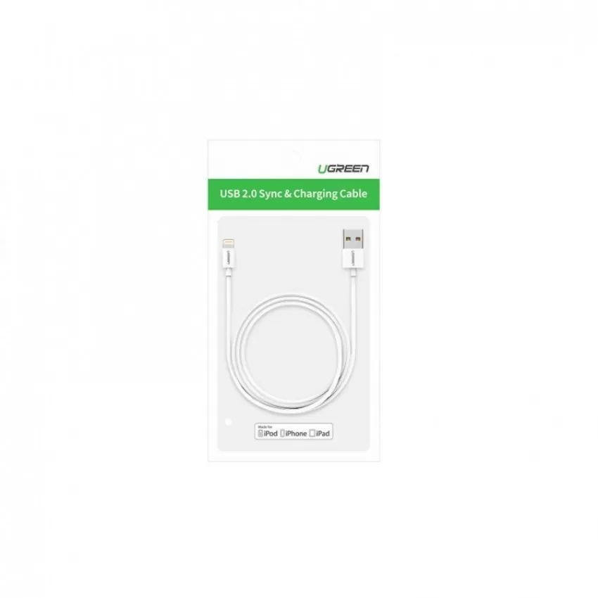 Laadimisjuhe Ugreen US155 MFi USB to Lightning 2.4A 1.0m valge