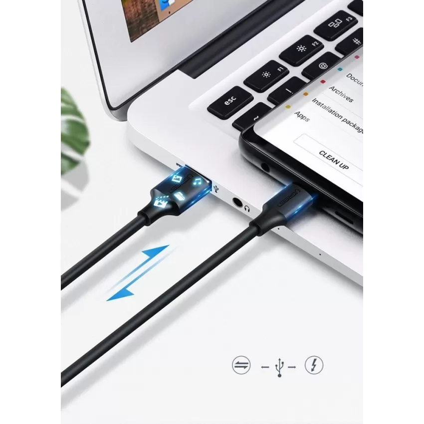 USB kabelis Ugreen US287 USB to USB-C 3A 1.5m melns