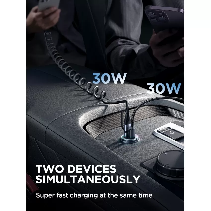 Auto lādētājs Joyroom JR-CCN04 USB-C/USB-A 60W melns