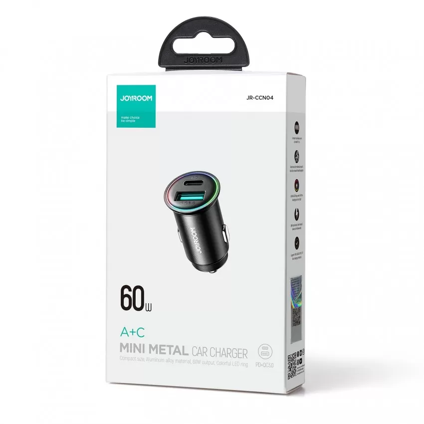Auto lādētājs Joyroom JR-CCN04 USB-C/USB-A 60W melns