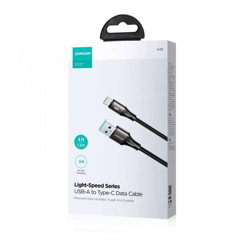 USB kabelis Joyroom SA25-AC3 USB to USB-C 3A 2.0m melns