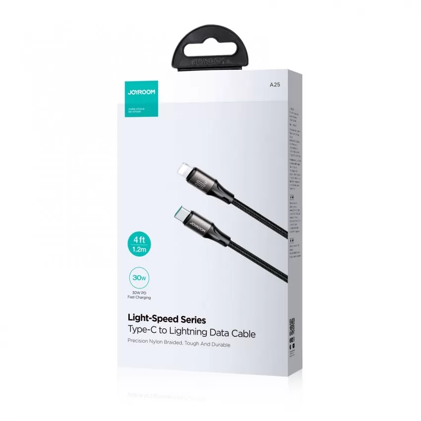 USB kabelis Joyroom SA25-CL3 USB-C to Lightning 30W 1.2m melns