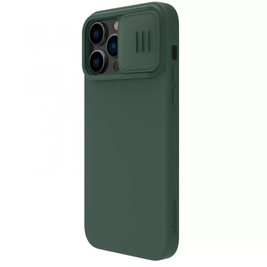 Maciņš Nillkin CamShield Silky Silicone Apple iPhone 15 Pro tumši zaļš