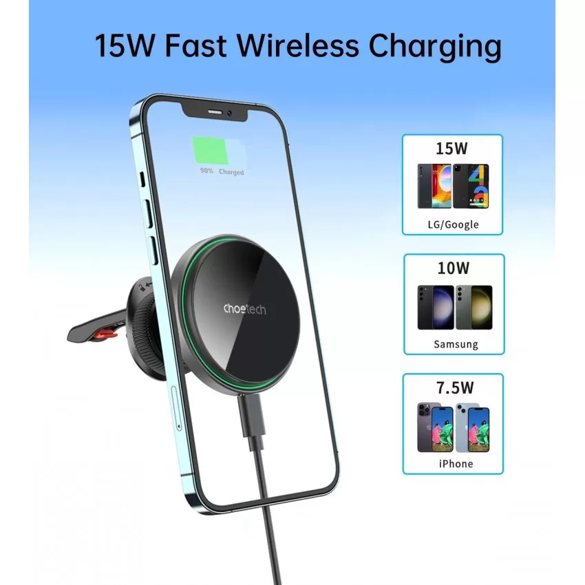 Auto lādētājs-turētājs Choetech T204-F MagSafe 15W melns