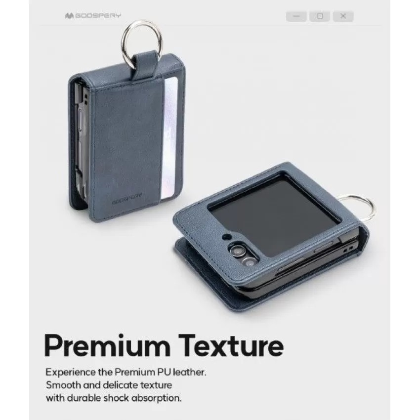Maciņš Mercury Basic Diary Samsung F741 Z Flip6 tumši zils