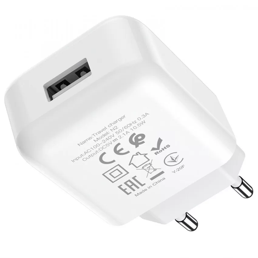 Laadija Hoco N2 10W USB-A valge