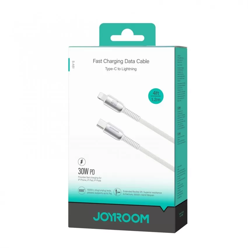 Laadimisjuhe Joyroom S-A51 USB-C to Lightning 30W 1.2m helehall