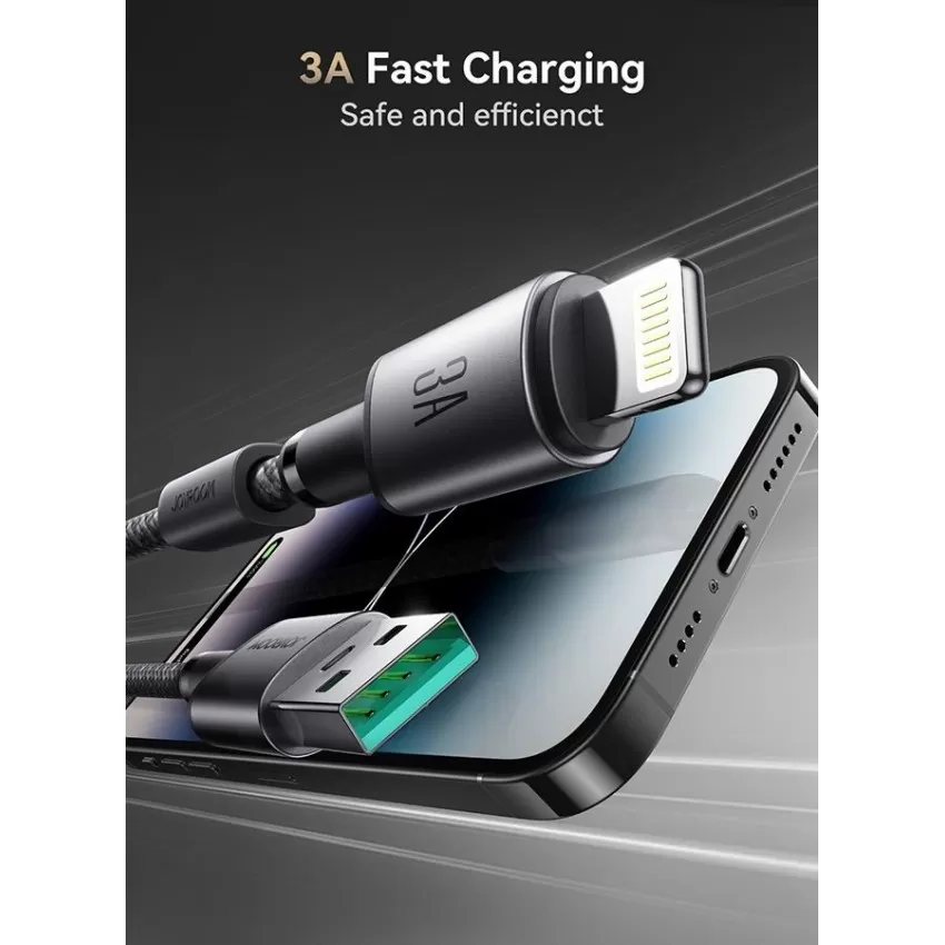 Laadimisjuhe Joyroom SA-50 USB-A to Lightning 3A 1.2m tumehall
