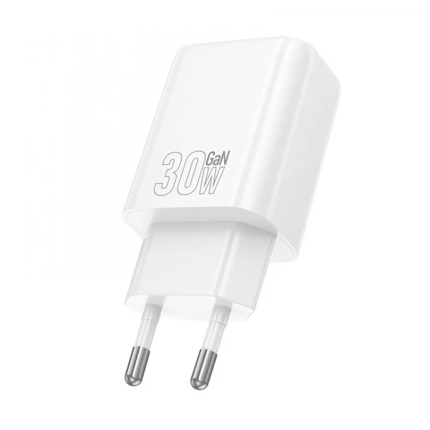Laadija Hoco N63 30W GaN USB-C/USB-A valge
