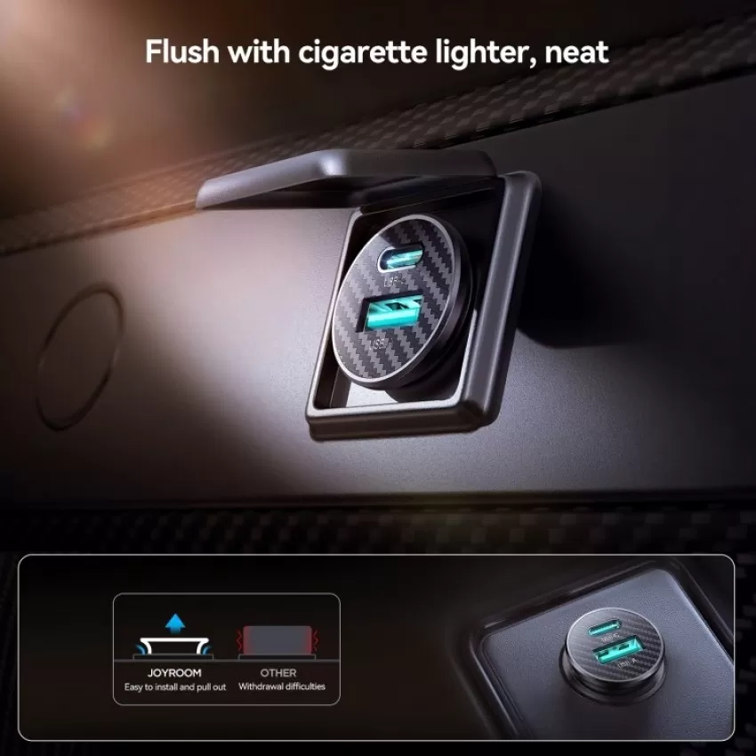 Auto lādētājs Joyroom JR-CCN16 USB-A/USB-C 15W melns