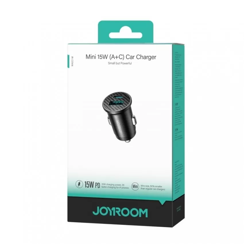 Auto lādētājs Joyroom JR-CCN16 USB-A/USB-C 15W melns